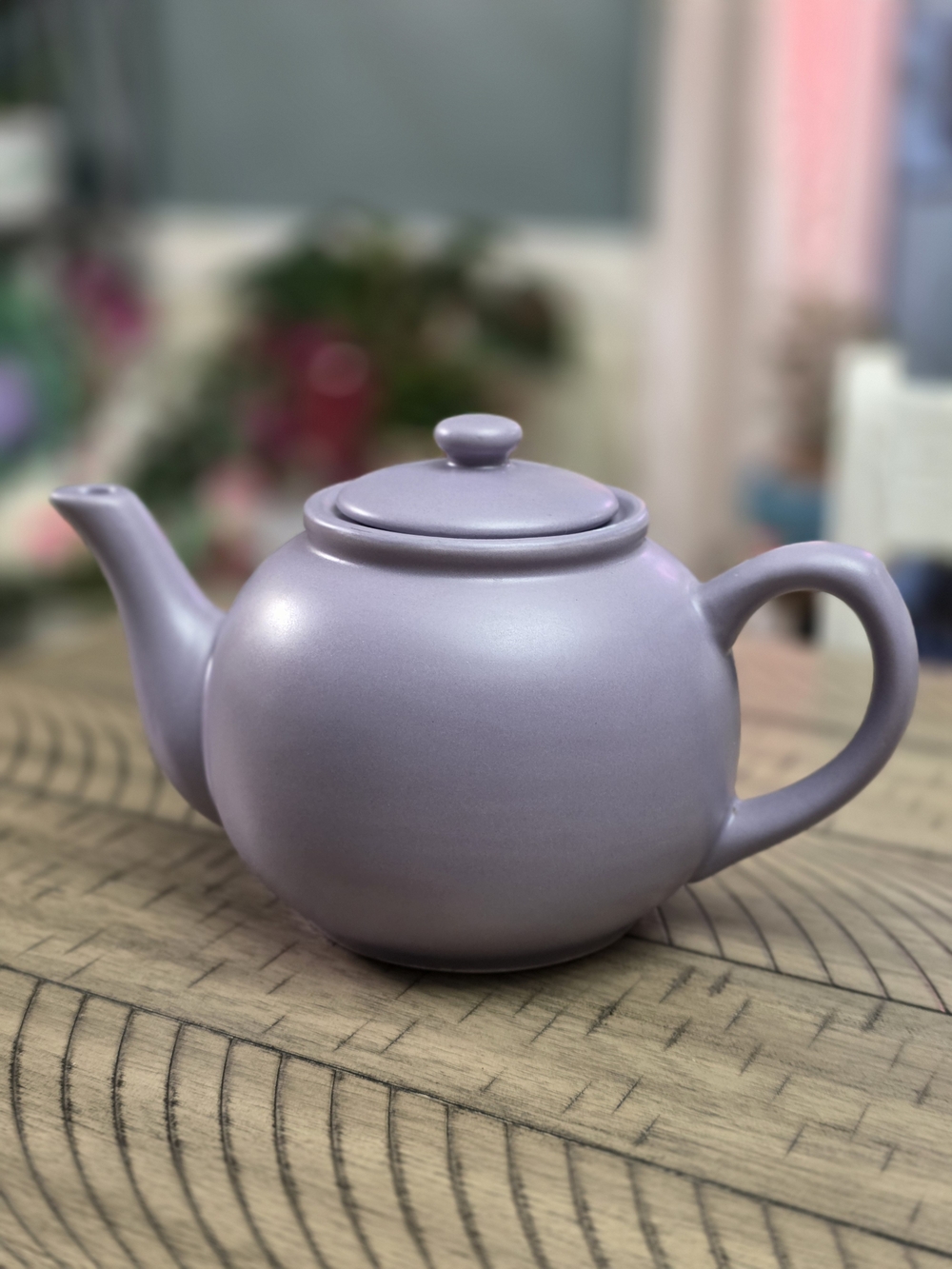 Purple Ceramic Teapot - Classic Round Design